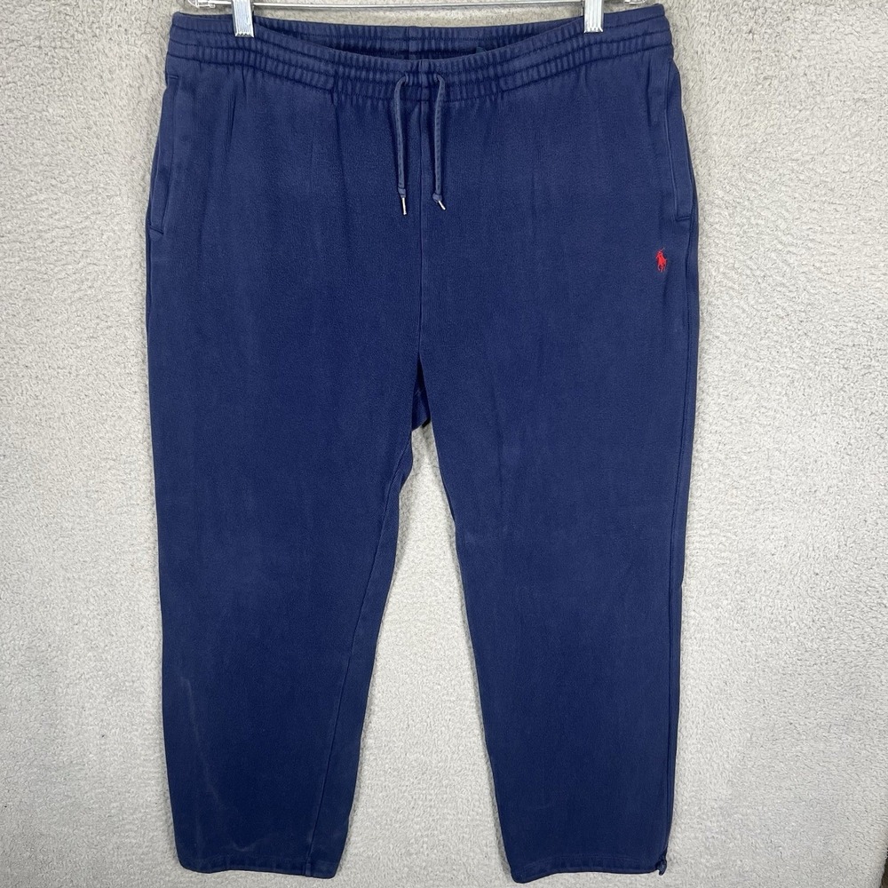 Polo Ralph Lauren Sweatpants Men Large Blue Pony Fleece Gym Jogger Drawstring